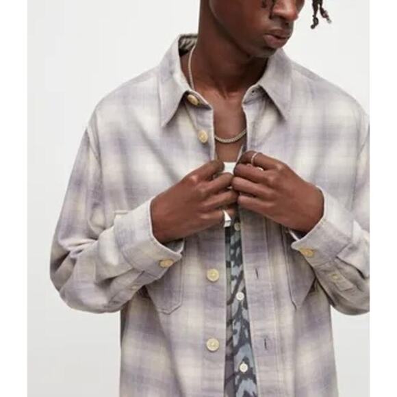 NWT ALLSAINTS Shasta Long Sleeve Button Down Bleached Lilac Small - Picture 1 of 11